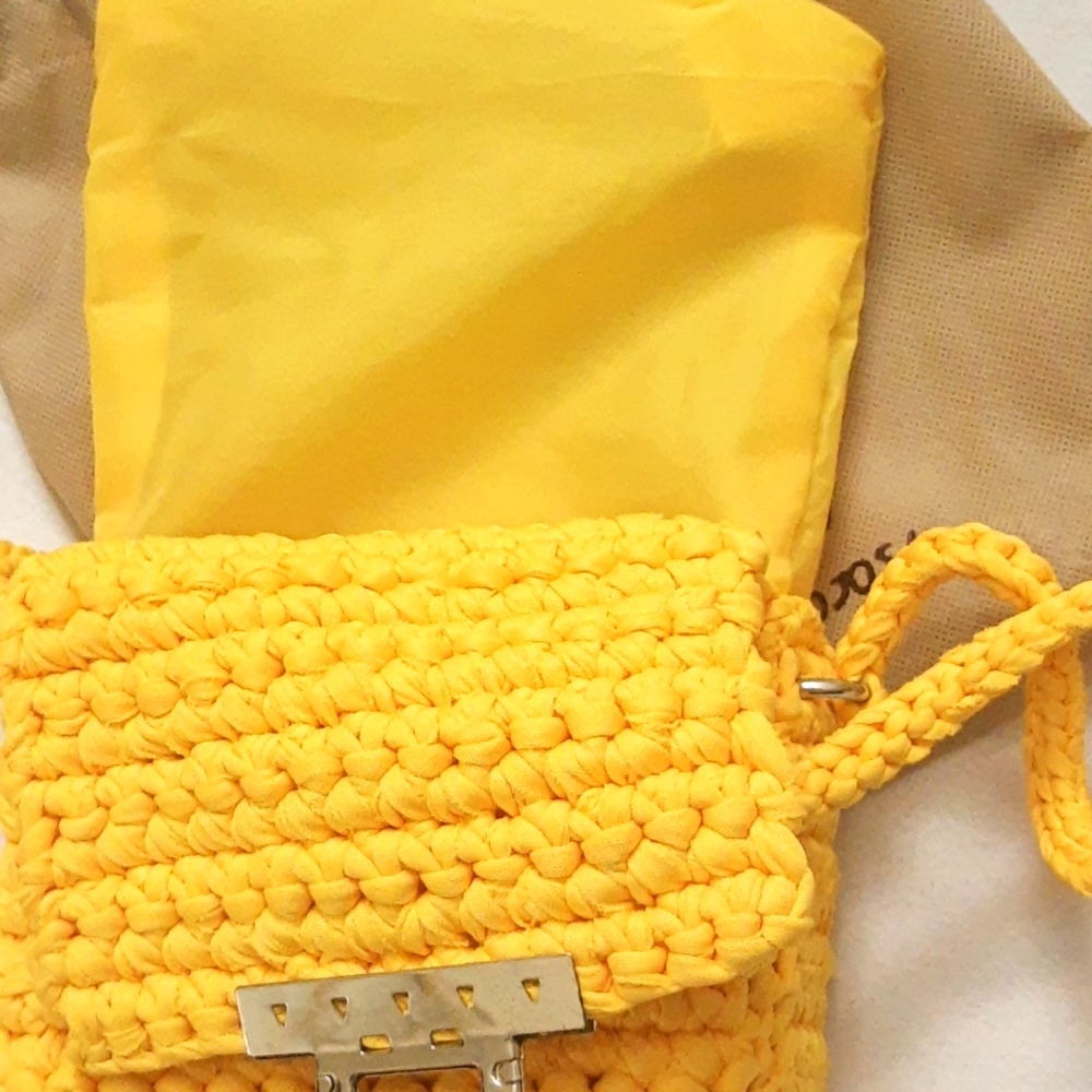 Hernando Josa Candy Crochet Knit Mini Shoulder Bag, Yellow RARE NEW - Picture 9 of 17